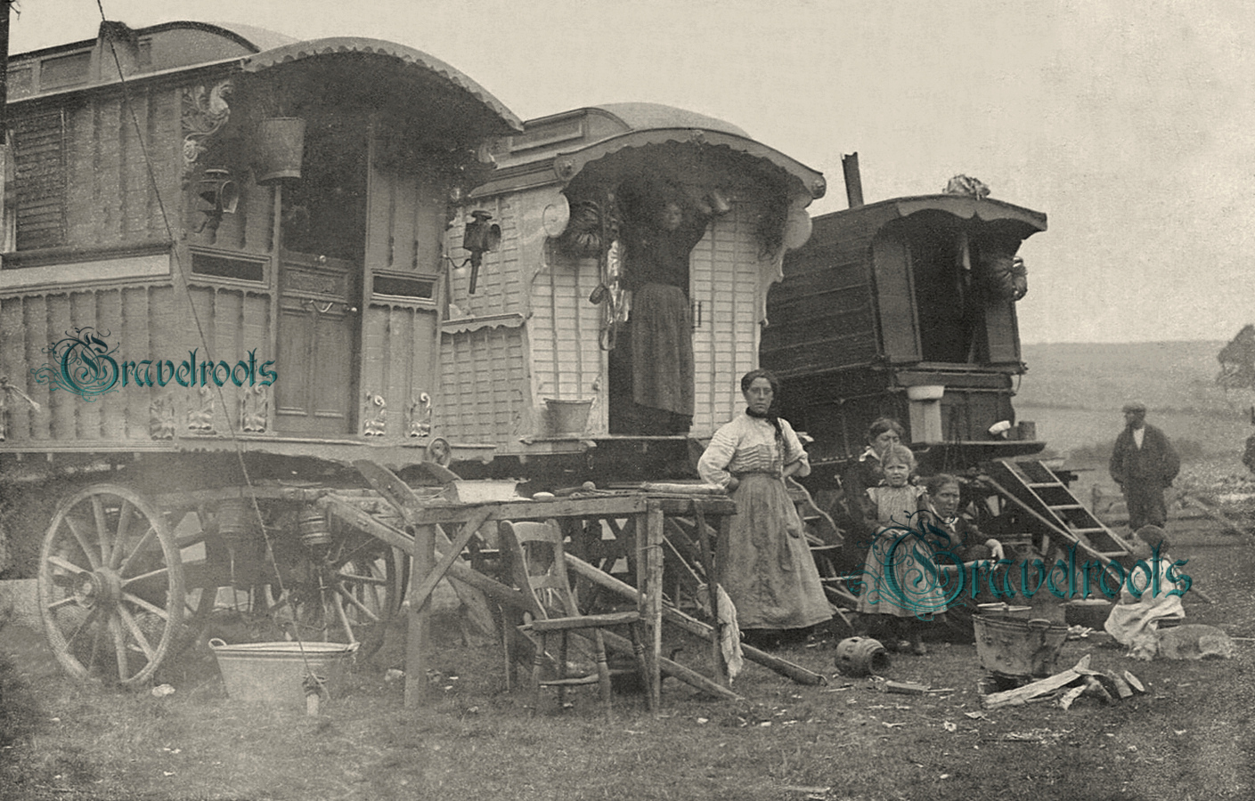  old Social history photos of Romany Gypsies at Sheep Fair, Findon, Sussex - click image to return