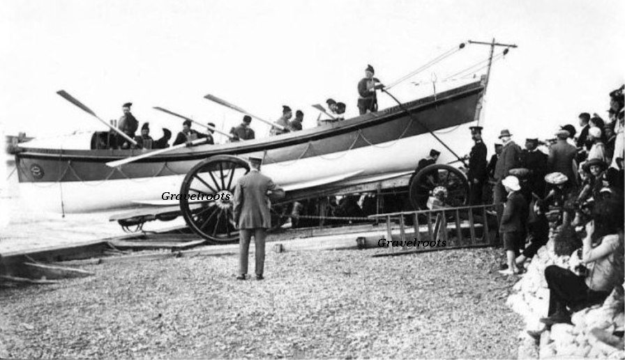 Lifeboat launching c.1905 click image to return