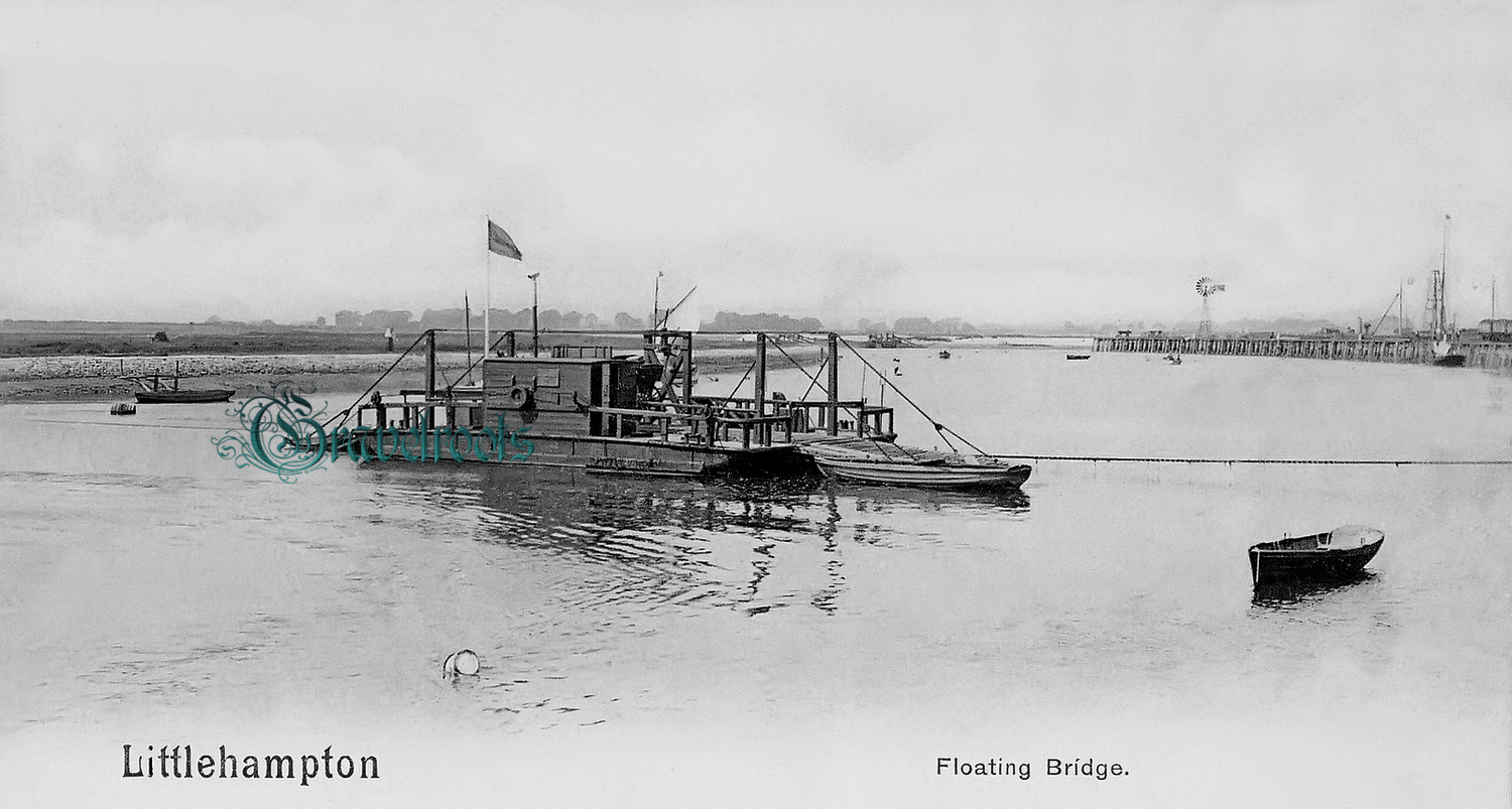  old photo of Floating Bridge, Chain Ferry, Littlehampton, Sussex - click image to return