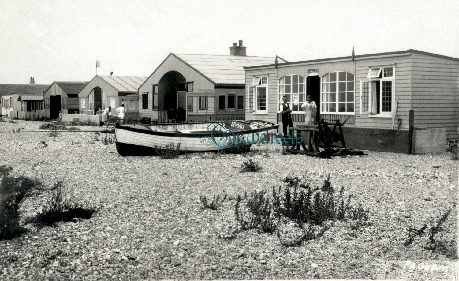  old photo of Seafront chalets, Pagham, Sussex - click image to return