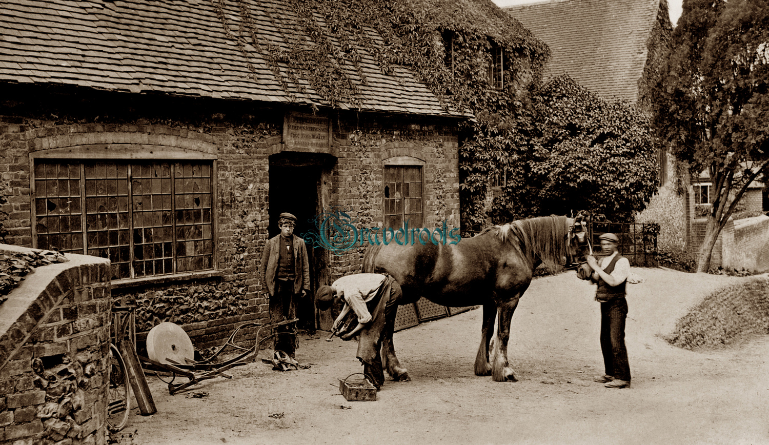  old Social history photo of Bradfield Smithy, Berkshire - click image to return