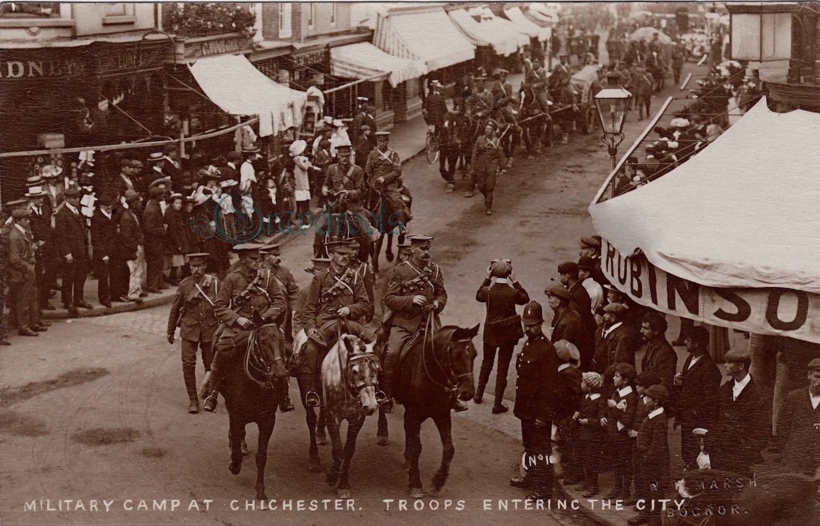  old photo of troops in Chichester, Sussex - click image below to return