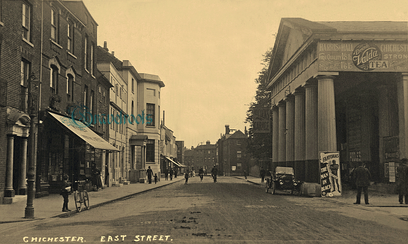 old photo of East Street, Chichester, Sussex - click image below to return