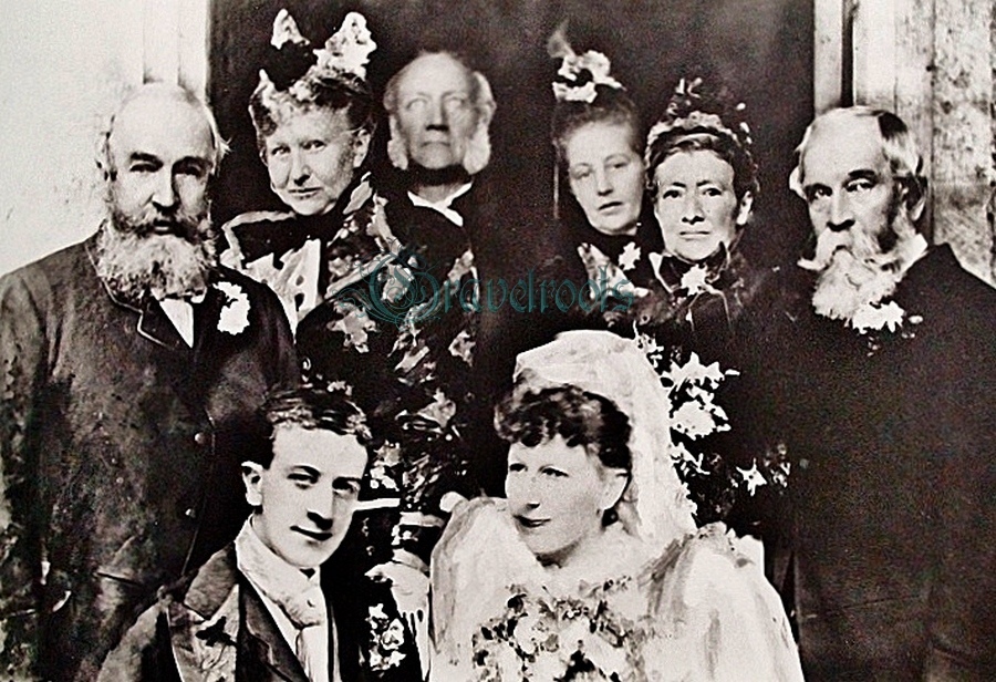  old photo of Edmond Leveson Calverley's marriage to Sybil Maitland Salvin in July 1893, Fernhurst, Sussex - click image below to return