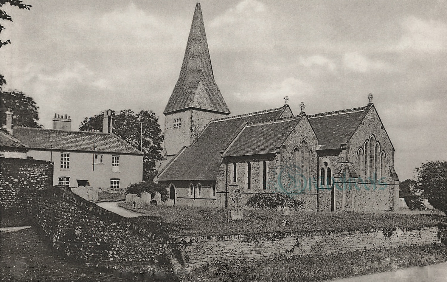  old photo of Graffham church, Sussex - click image below to return