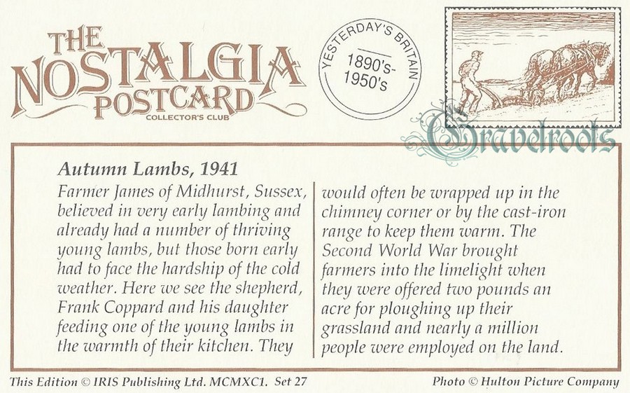 Shepherd Frank Coppard & his daughter feeding young lamb, 1941, Midhurst, Sussex - click to return