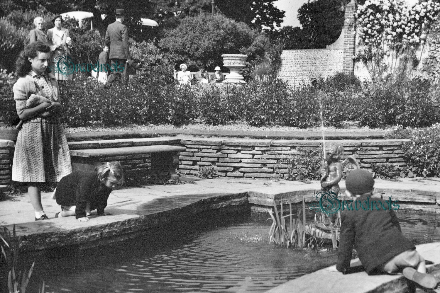  old photos of of Denton gardens, fish pool, Worthing, Sussex - click image to return